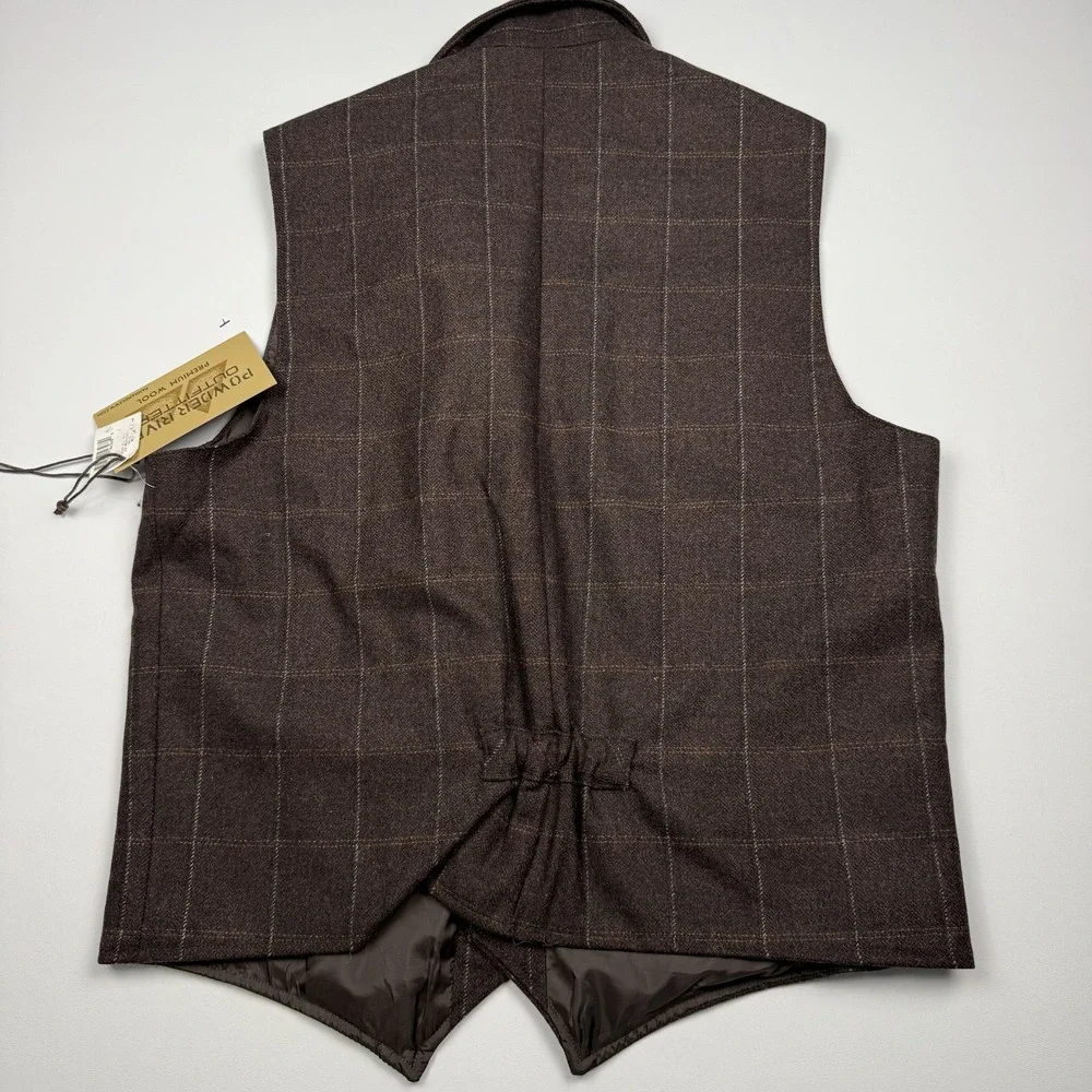 Powder River Outfitters Vest Mens Large Brown Wool Plaid Montana Quilted Western